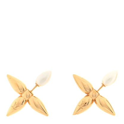 Louis Vuitton Pearl Louisette By Night Earrings Gold 1 of 4