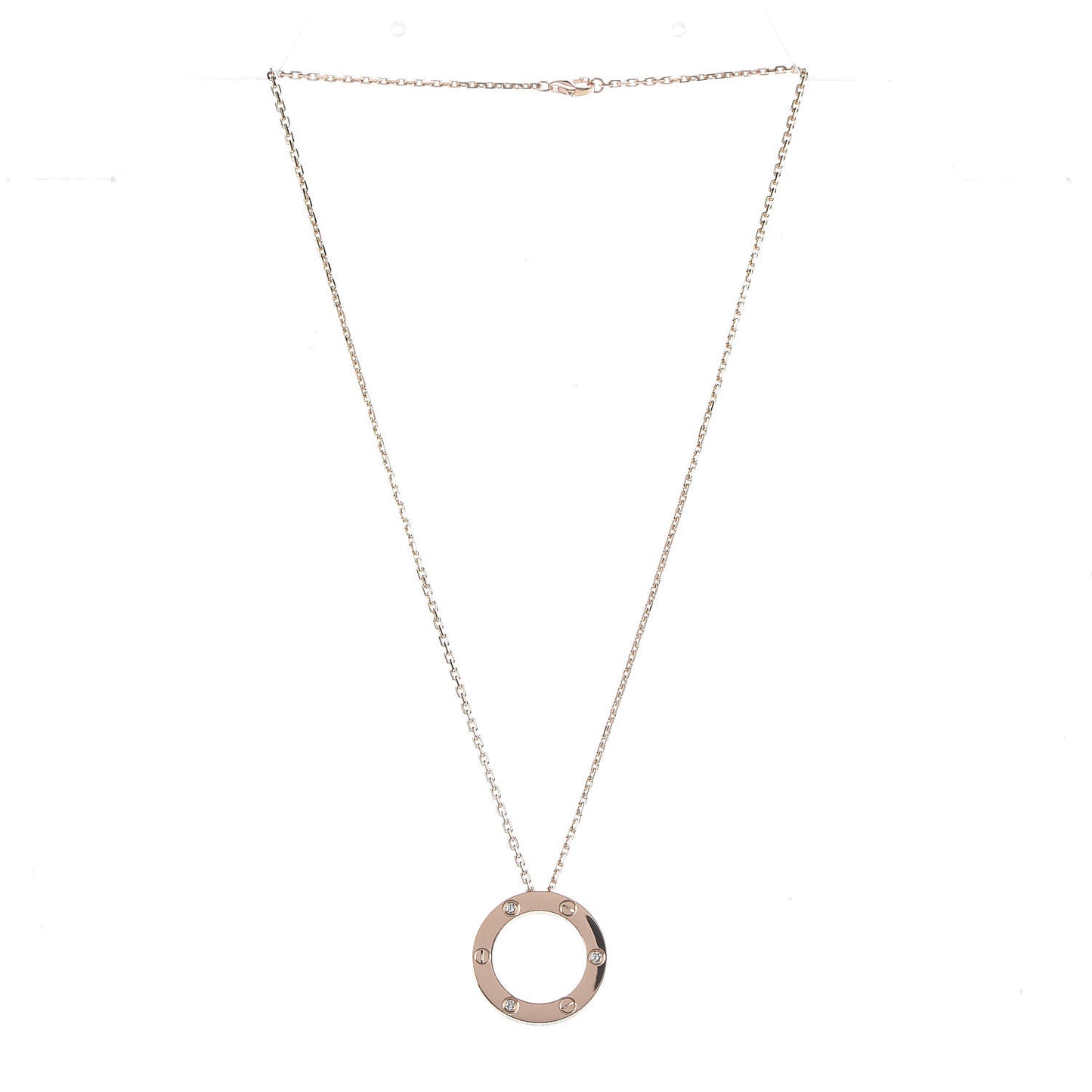 18K Pink Gold 3 Diamonds LOVE Pendant Necklace