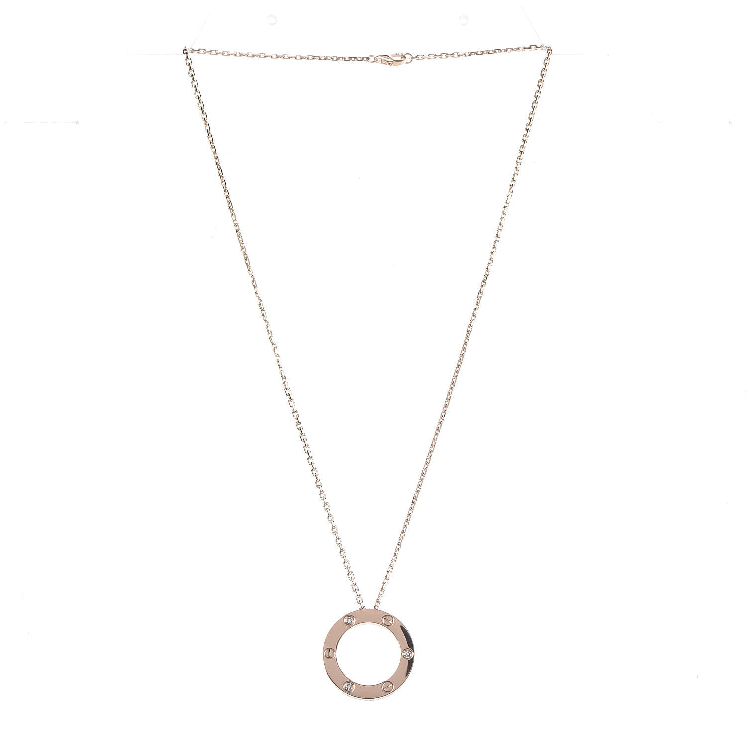 Cartier 18K Pink Gold 3 Diamonds LOVE Pendant Necklace 3 of 7