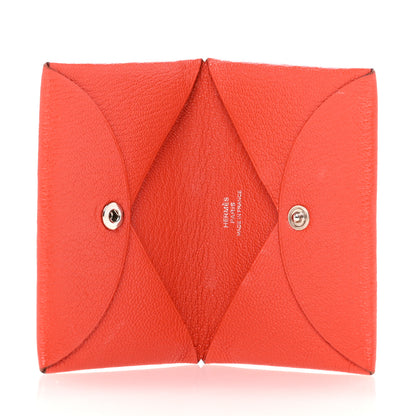 Hermes Chevre Mysore Calvi Card Case Capucine 5 of 10