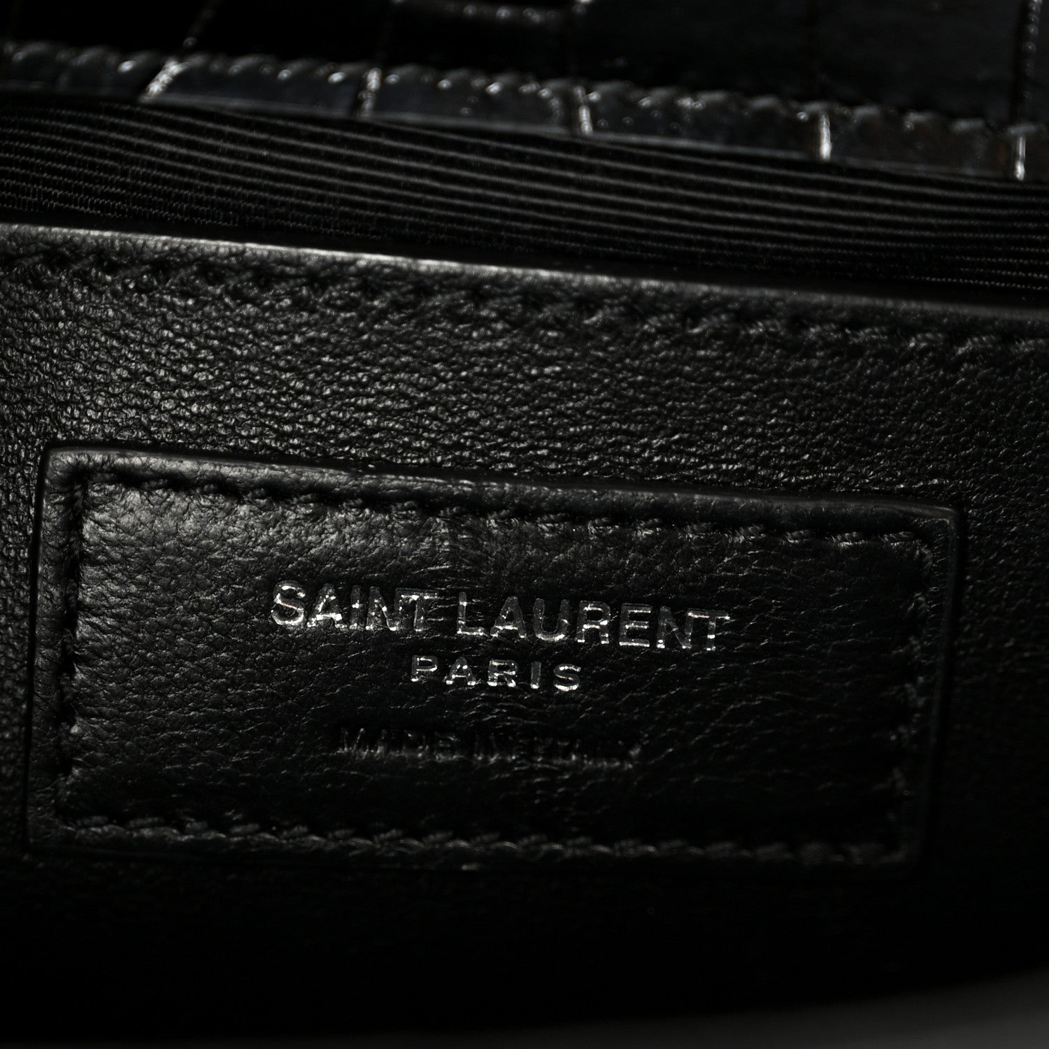 Saint Laurent Calfskin Crocodile Embossed Small Classic Monogram Kate Tassel Satchel Black 7 of 12
