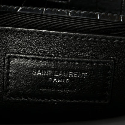 Saint Laurent Calfskin Crocodile Embossed Small Classic Monogram Kate Tassel Satchel Black 7 of 12