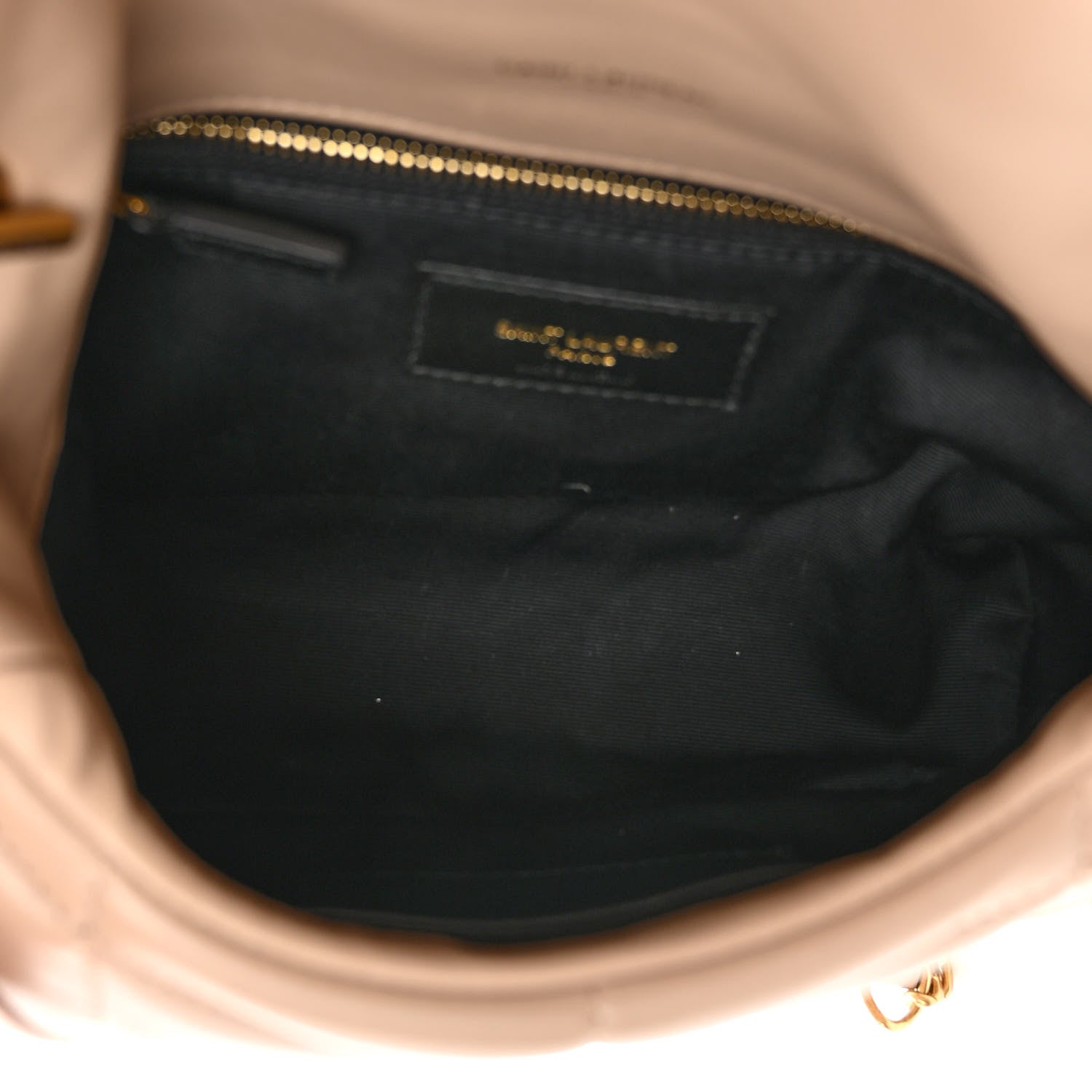 Saint Laurent Lambskin Quilted Toy Loulou Puffer Monogram Chain Satchel Dark Beige 5 of 9