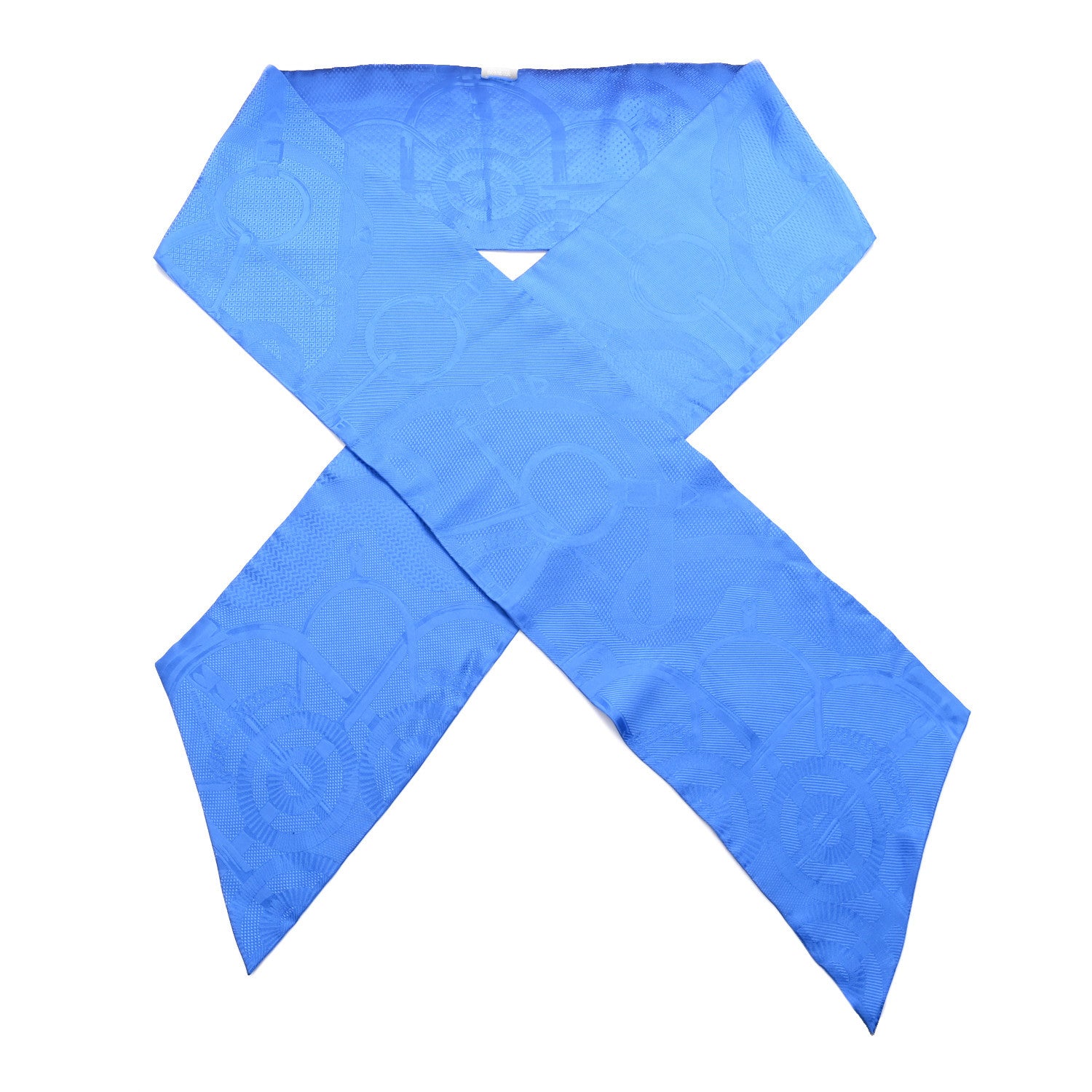 Hermes Silk Jacquard Eperon D'Or Remix Maxi Twilly Cut Blue 1 of 3