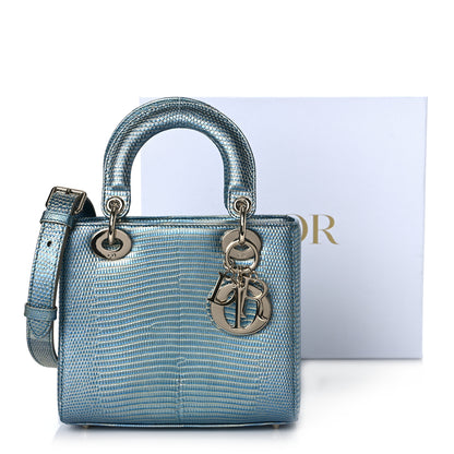 Christian Dior Metallic Lizard Small Lady Dior Blue 9 of 9
