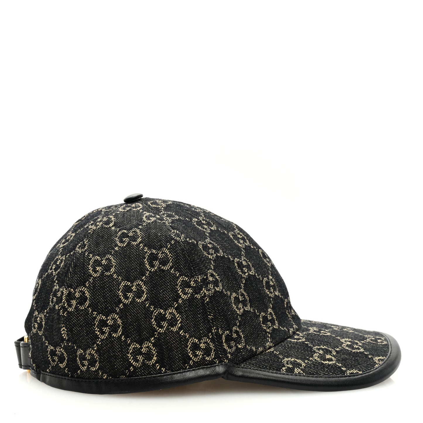 Denim Calfskin GG Monogram Oscar Baseball Hat M Black Ivory