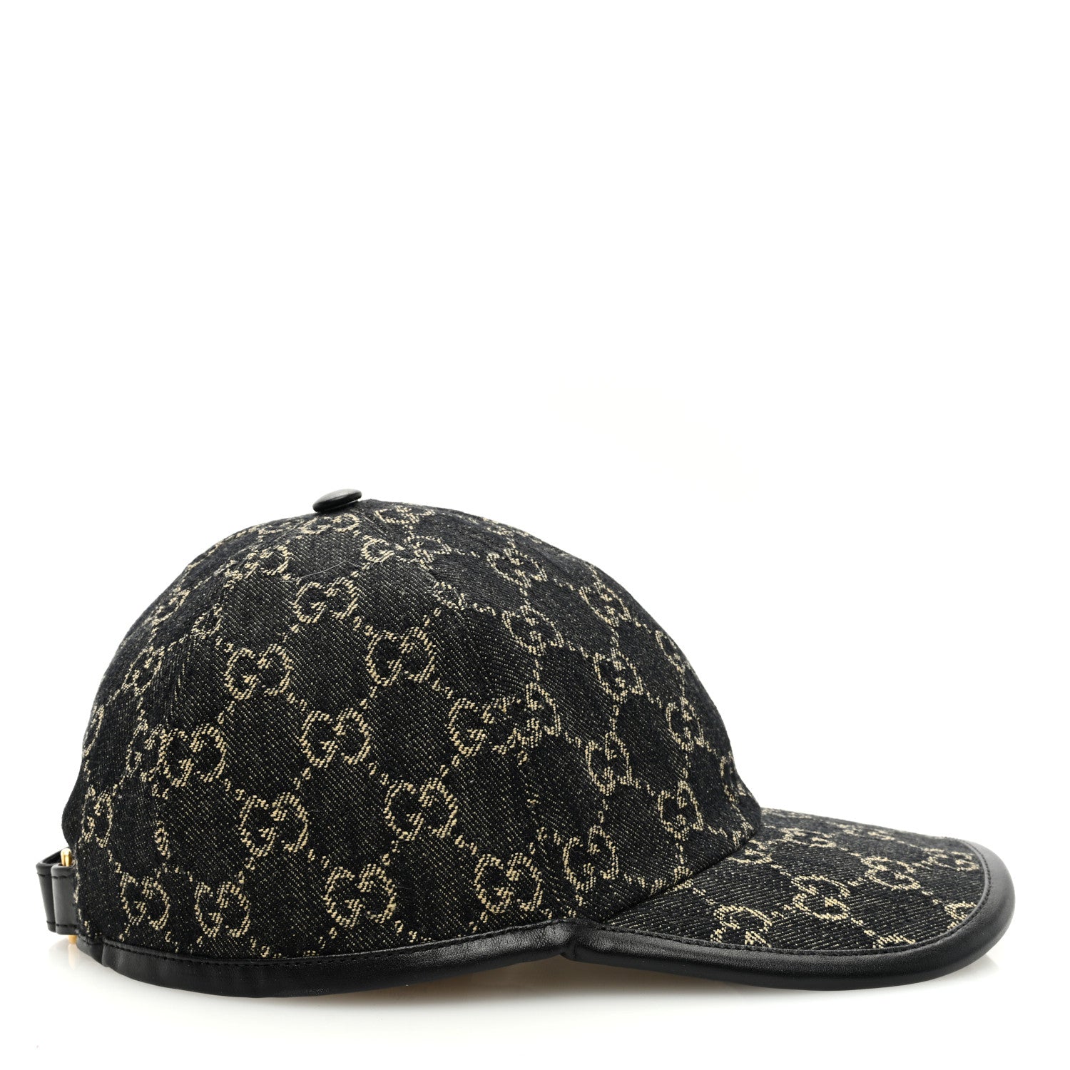 Gucci Denim Calfskin GG Monogram Oscar Baseball Hat M Black Ivory 6 of 8
