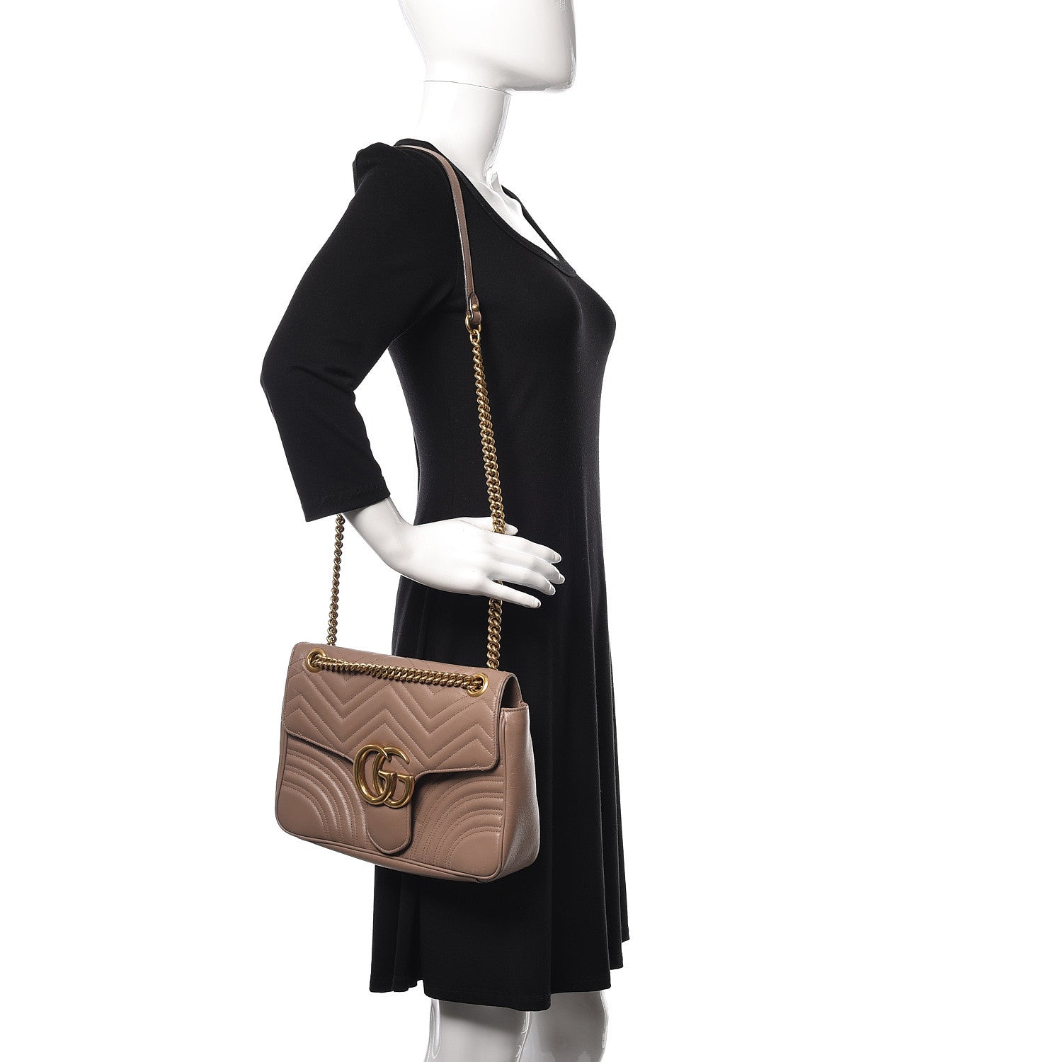 Gucci Calfskin Matelasse Medium GG Marmont Shoulder Bag Porcelain Rose 2 of 11