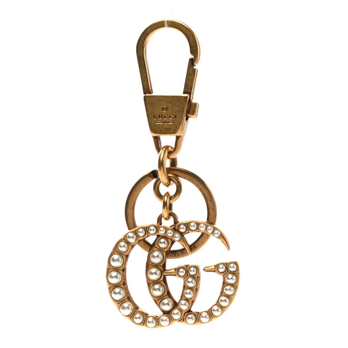 Pearl Double G Key Chain Gold