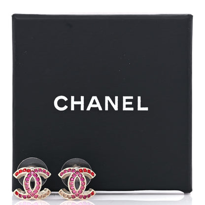 Chanel Crystal CC Earrings Gold Pink 5 of 5