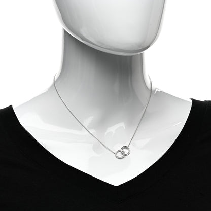 Tiffany 18K White Gold Diamond Double Interlocking Circles Pendant Necklace 2 of 5