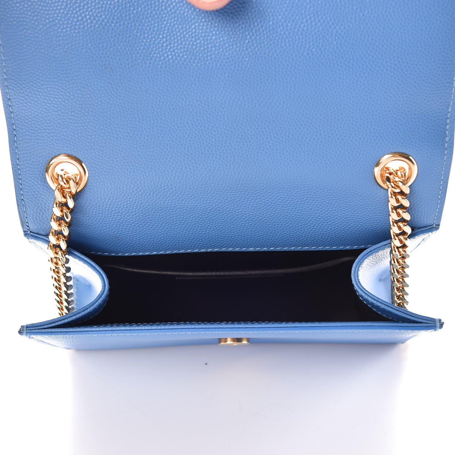 Saint Laurent Grain De Poudre Small Classic Monogram Kate Satchel Blue Clair 5 of 8