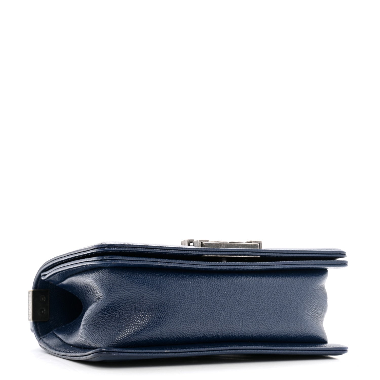 Chanel Caviar Chevron Quilted Small Boy Flap Navy Blue 4 of 13