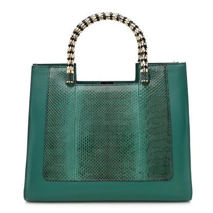 Bulgari Snakeskin Medium Serpenti Top Handle Tote Emerald 1 of 12