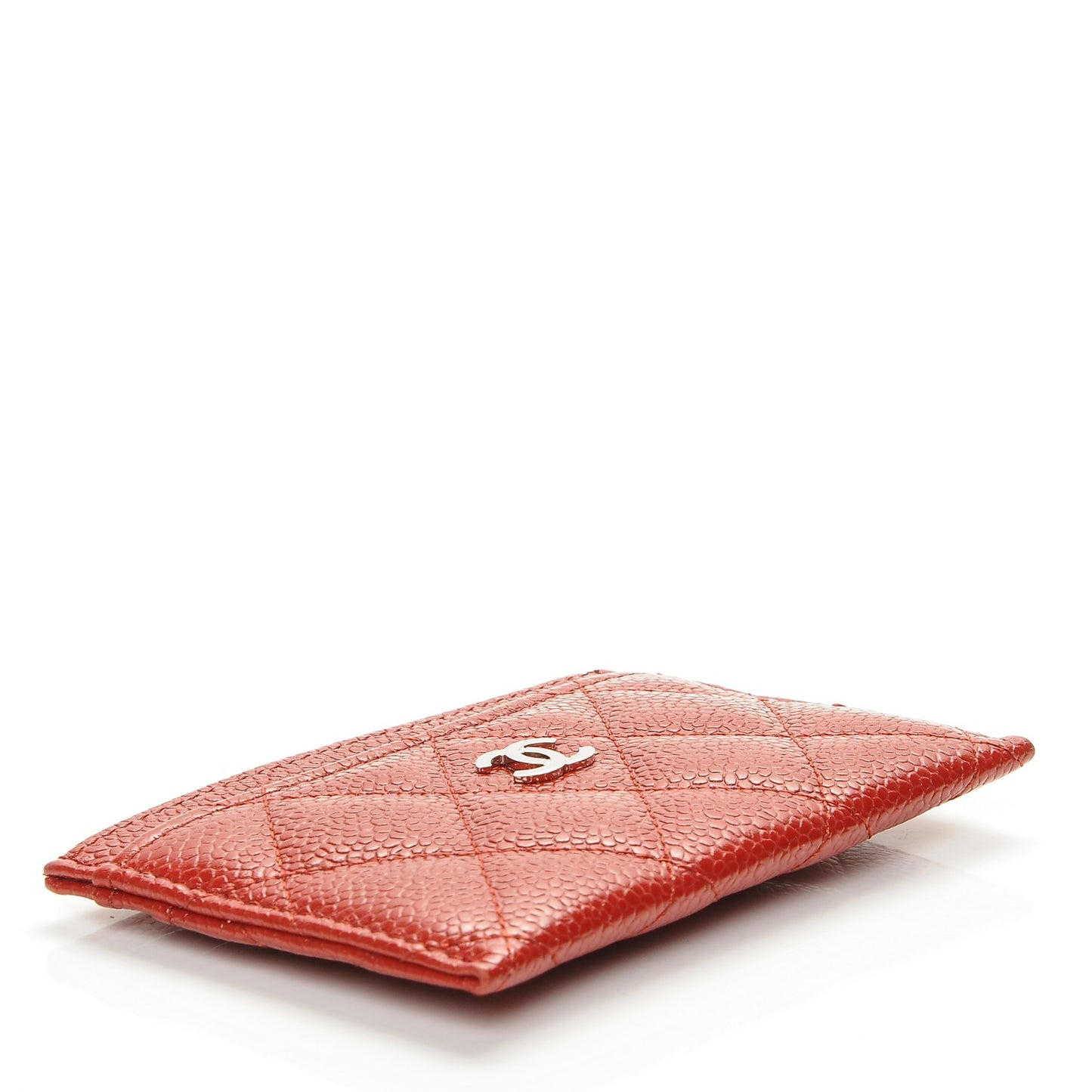Caviar Quilted Card Holder Red