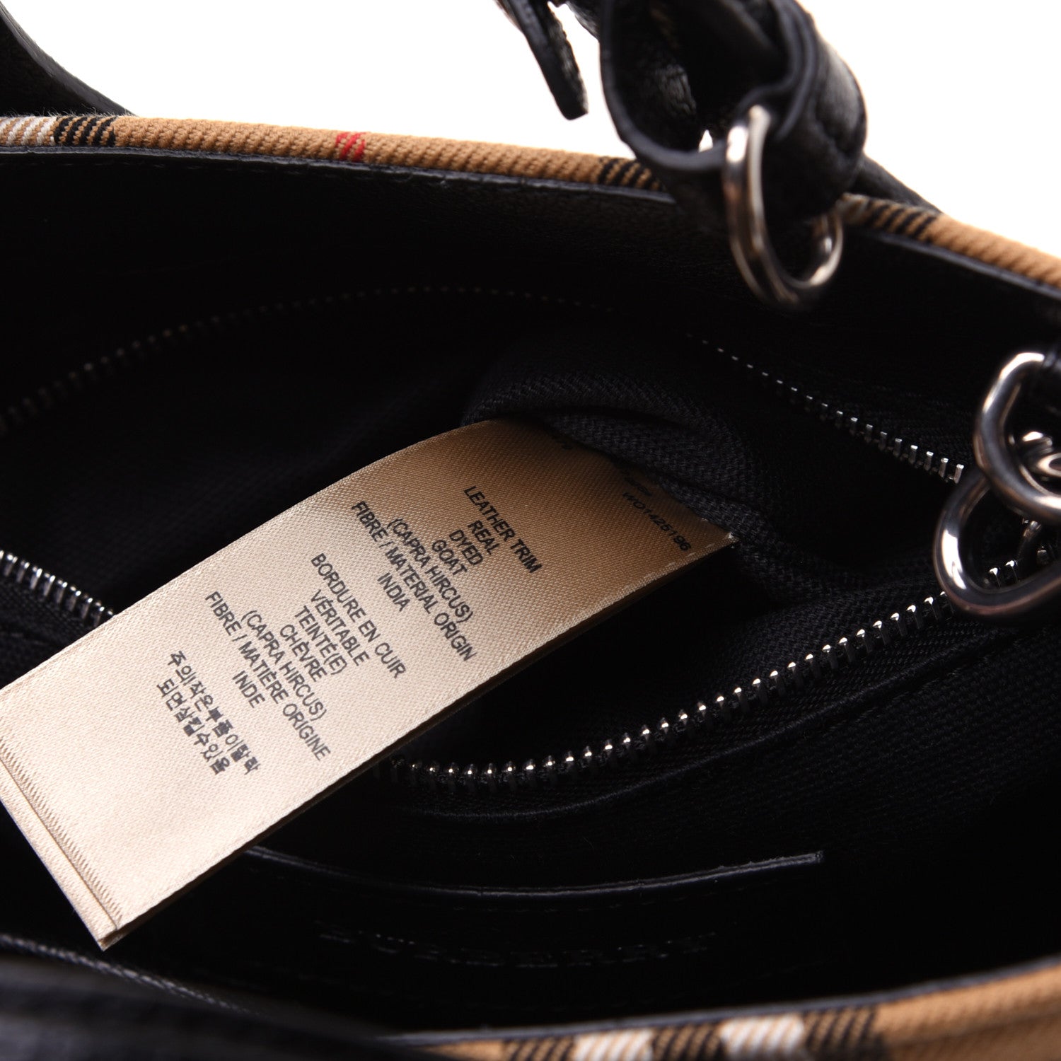 Burberry Goatskin Vintage Check Baby Banner Tote Black 10 of 17