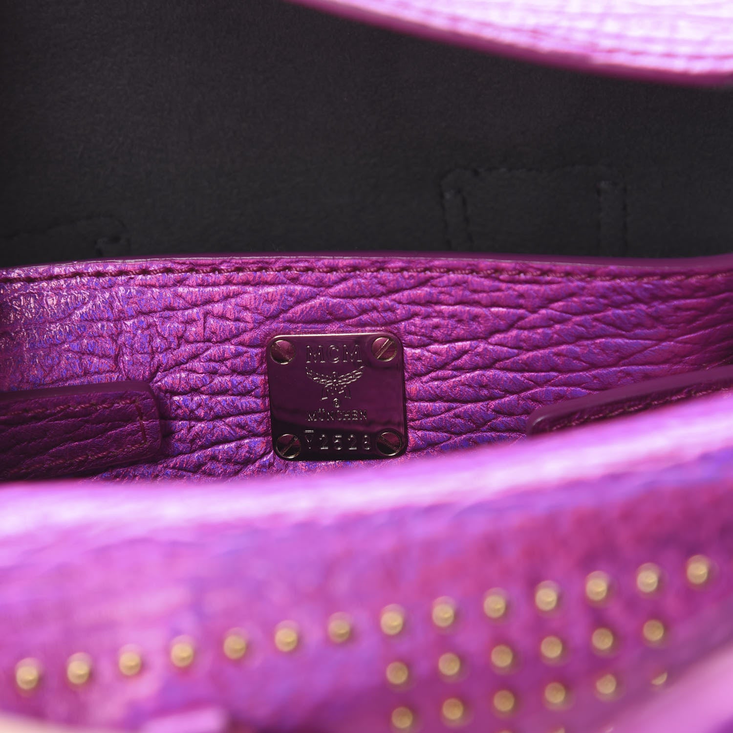 MCM Metallic Calfskin Cyber Studs Mini Milla Tote Electric Pink 5 of 8