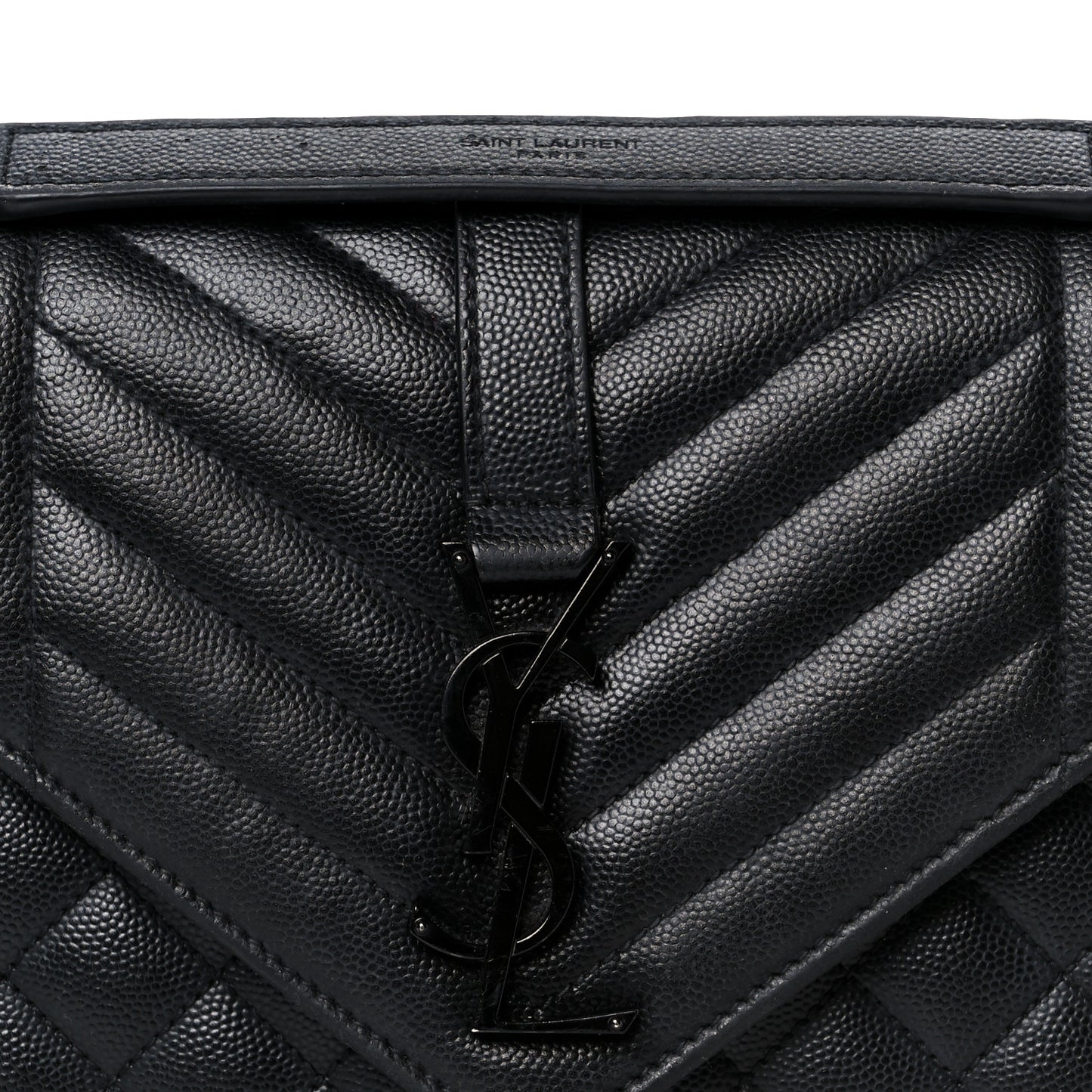 Grain De Poudre Textured Mixed Matelasse Triquilt Medium Monogram Monochrome Satchel Black