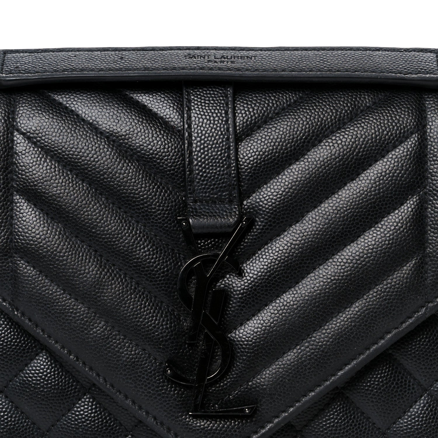 Saint Laurent Grain De Poudre Textured Mixed Matelasse Triquilt Medium Monogram Monochrome Satchel Black 9 of 11