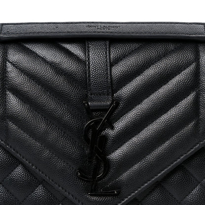 Saint Laurent Grain De Poudre Textured Mixed Matelasse Triquilt Medium Monogram Monochrome Satchel Black 9 of 11