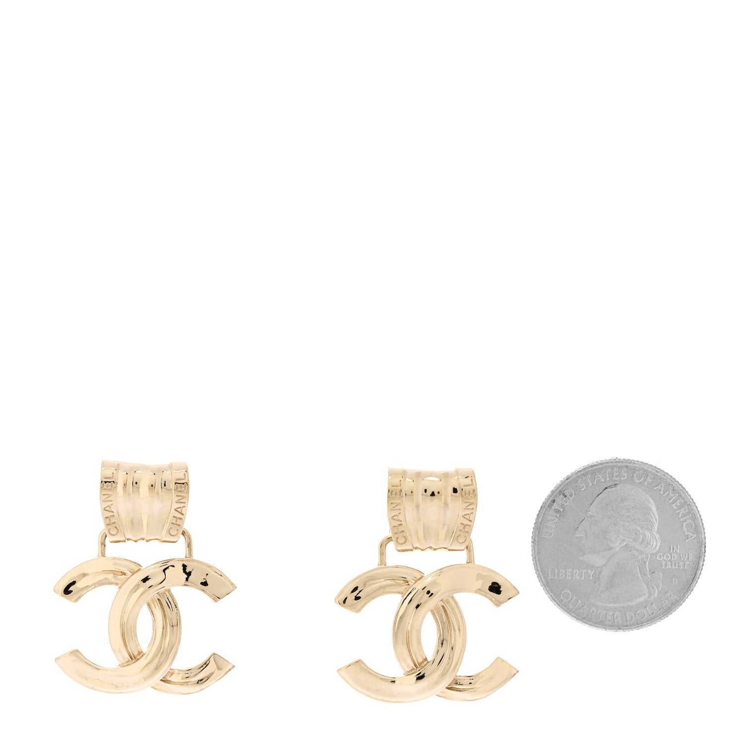 Chanel Metal CC Drop Earrings Gold 2 of 5