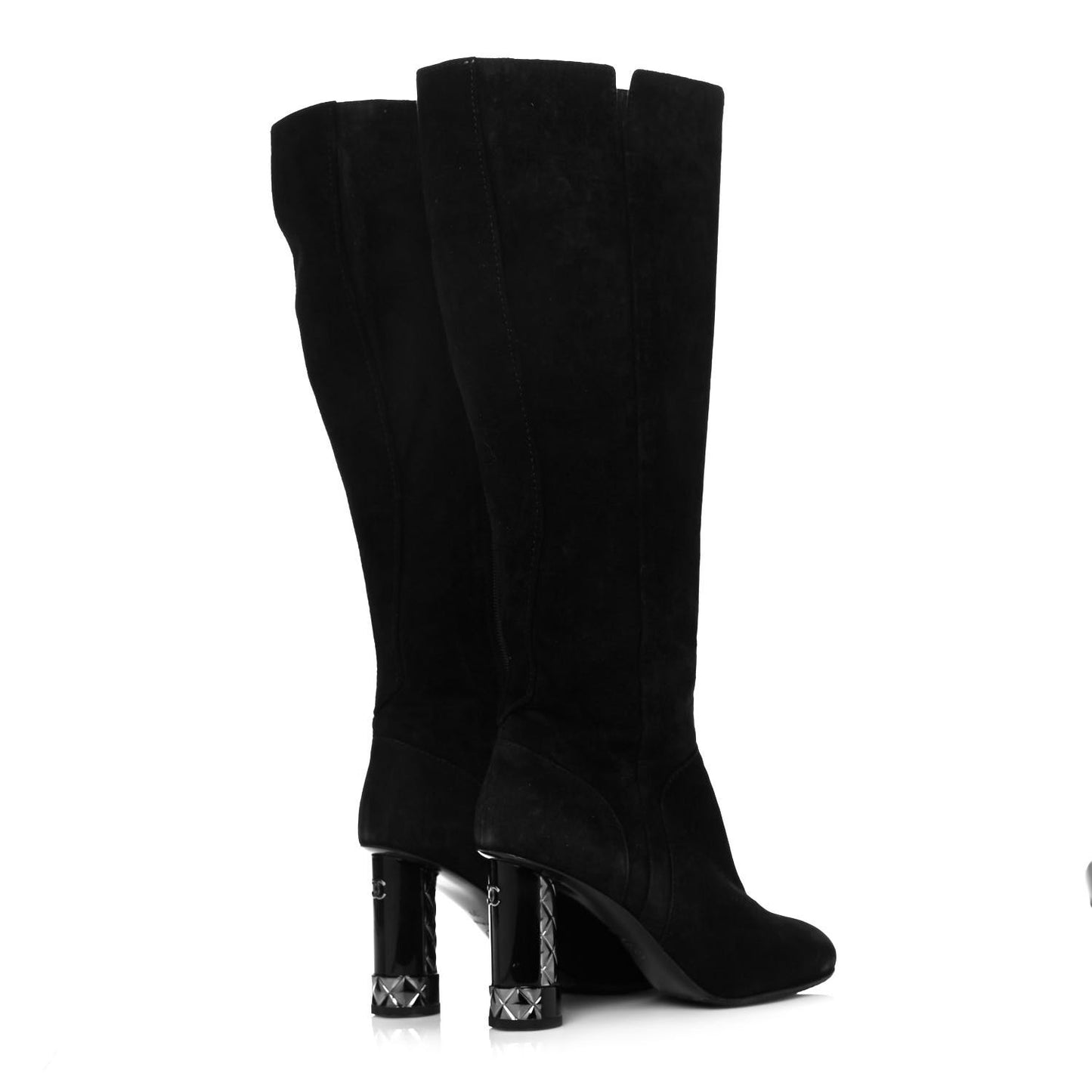 Suede Calfskin High Boots 39 Black
