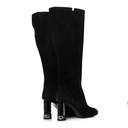 Chanel Suede Calfskin High Boots 39 Black 4 of 9