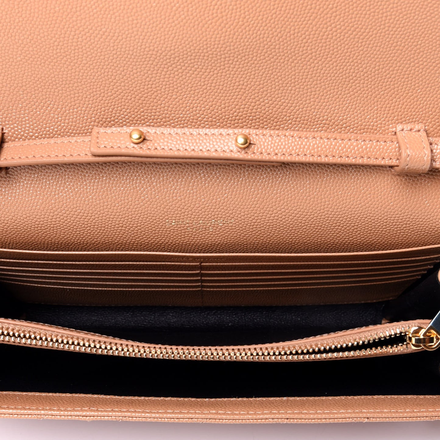 Grain De Poudre Mixed Matelasse Triquilt Monogram Chain Wallet Dune