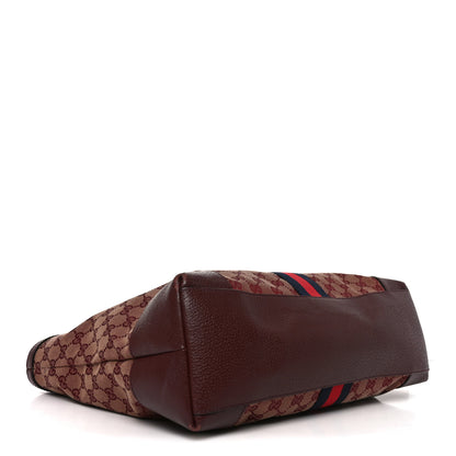 Gucci Monogram Textured Dollar Calfskin Web Medium Ophidia Shopping Tote Sahara Rubino Chardonnay 4 of 11