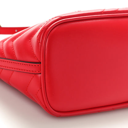 Gucci Calfskin Matelasse Chevron GG Marmont Sling Shoulder Bag Rosso 9 of 10
