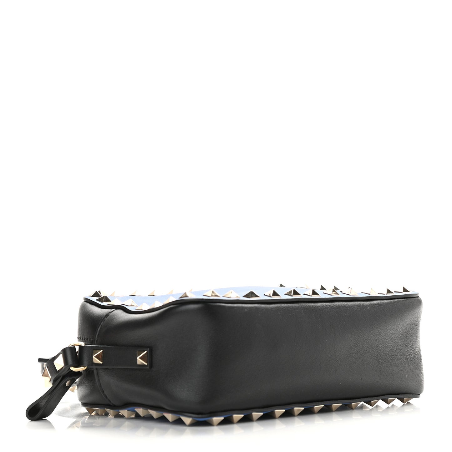 Calfskin Rockstud Camera Crossbody Bag Blue Black