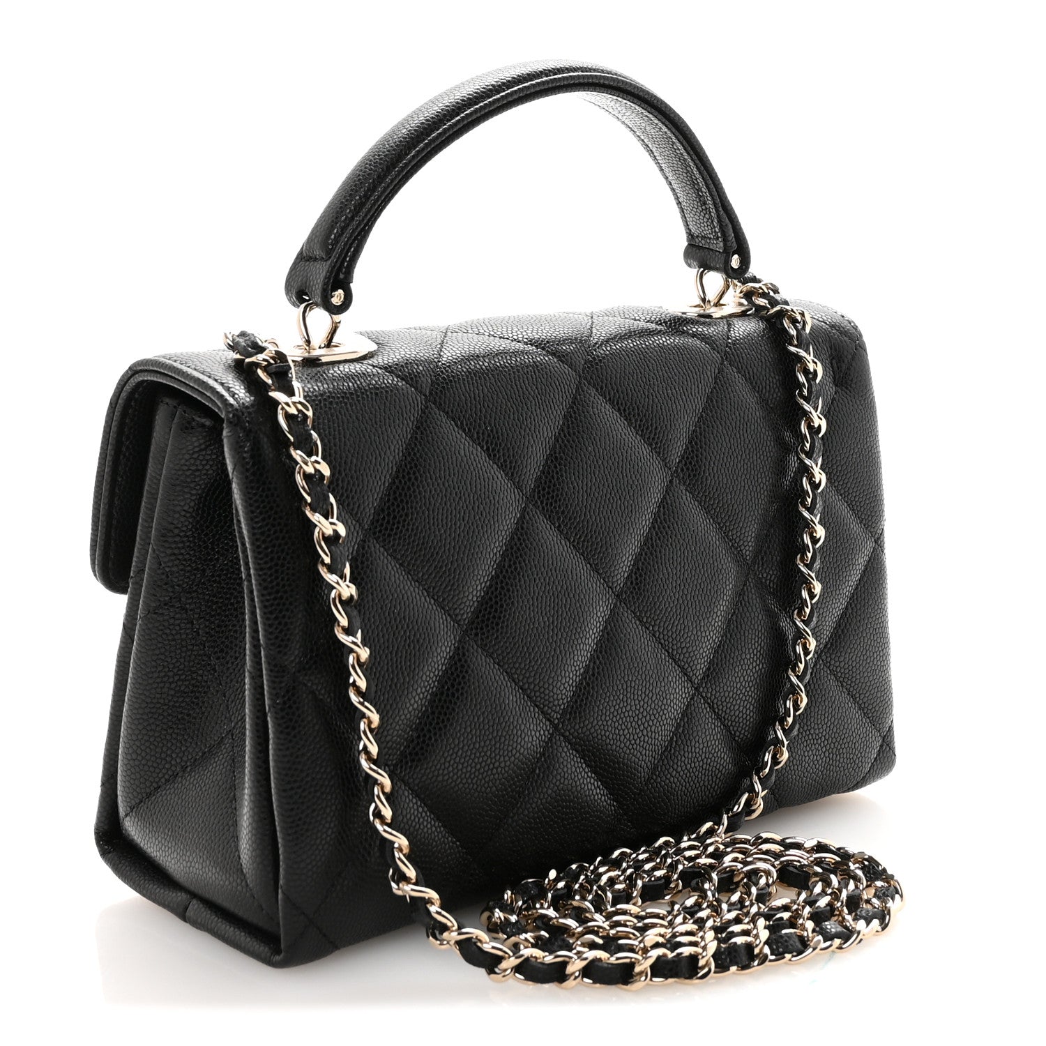 Chanel Caviar Quilted Mini Retro Twist Top Handle Flap Black 3 of 10