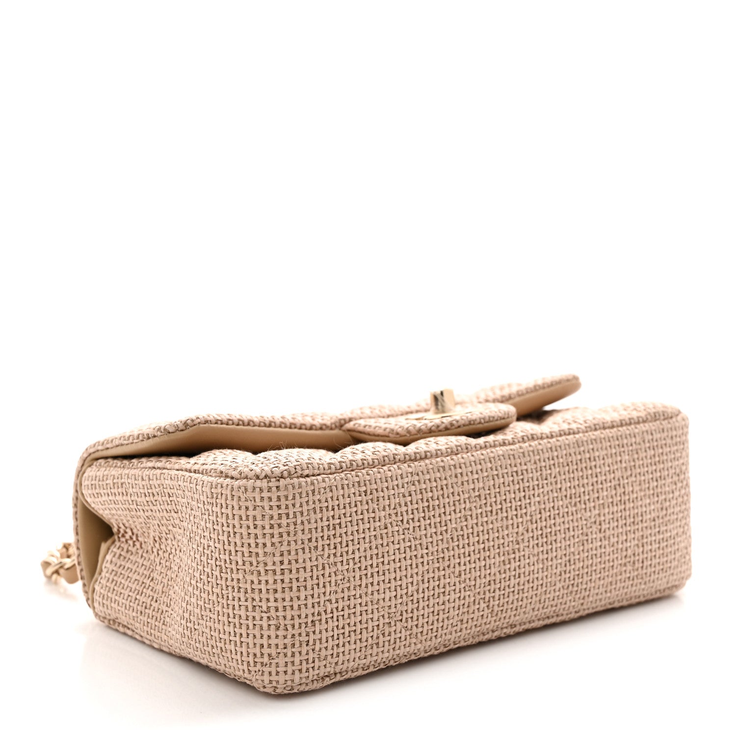 Chanel Braided Raffia Quilted Mini Rectangular Flap Dark Beige