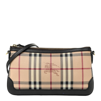 Burberry Haymarket Check Small Peyton Crossbody Clutch Bag Chocolate 1 of 13