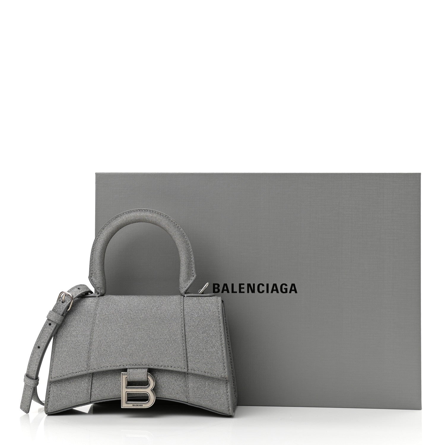 Balenciaga Glitter Fabric Hourglass Top Handle Bag XS Grey 13 of 13