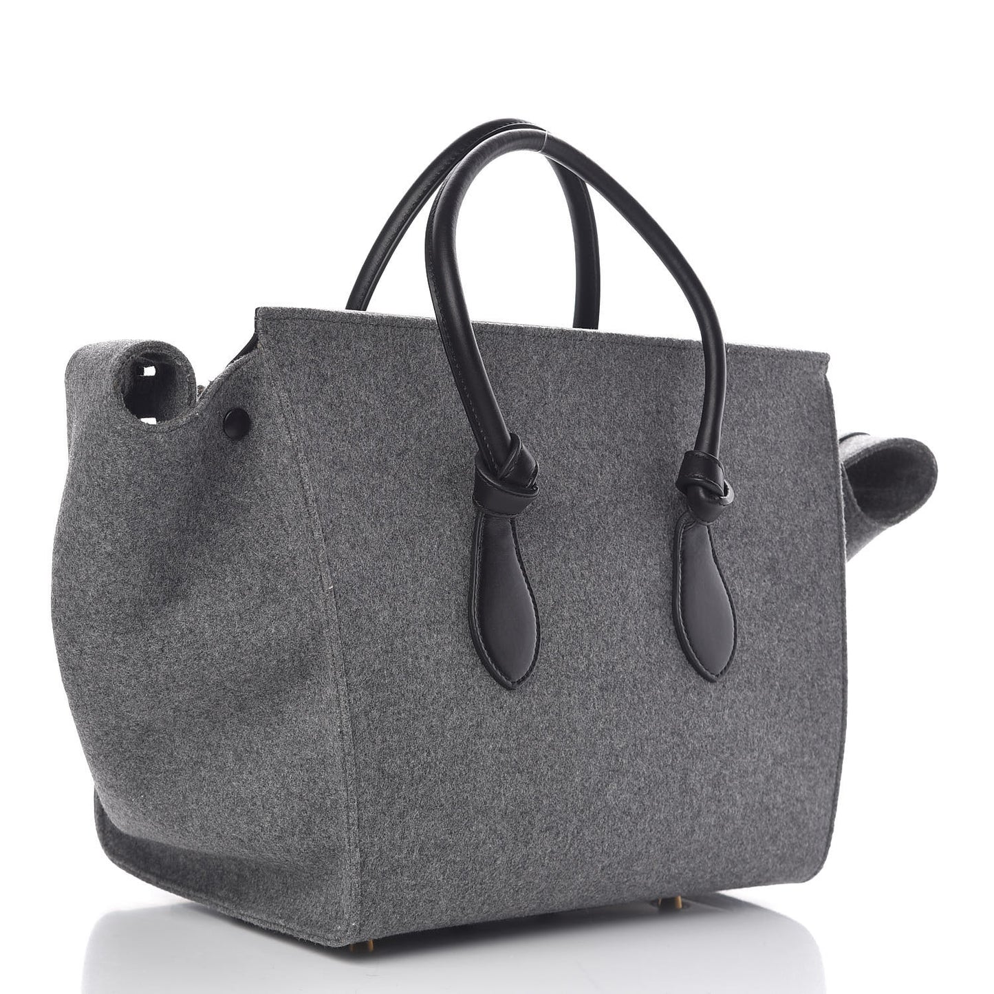 Felt Calfskin Large Tie Knot Tote Grey Black