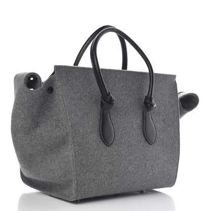Celine Felt Calfskin Large Tie Knot Tote Grey Black 3 of 10