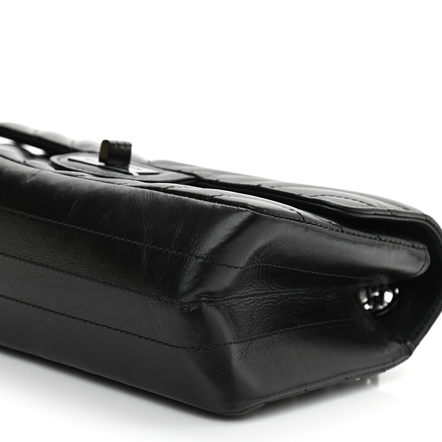 Aged Calfskin Chevron Quilted 2.55 Reissue Mini Flap So Black