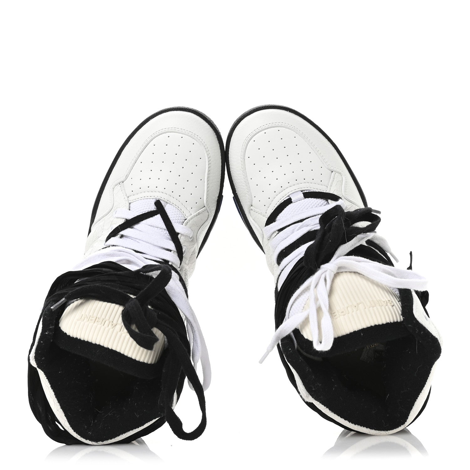 Saint Laurent Calfskin Smith High Top Sneakers 42 White Black 3 of 16