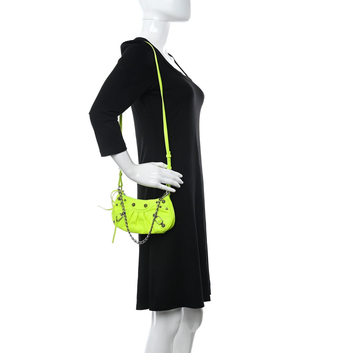 Balenciaga Agneau Arena Le Cagole Mini Purse With Chain Fluo Yellow 2 of 10