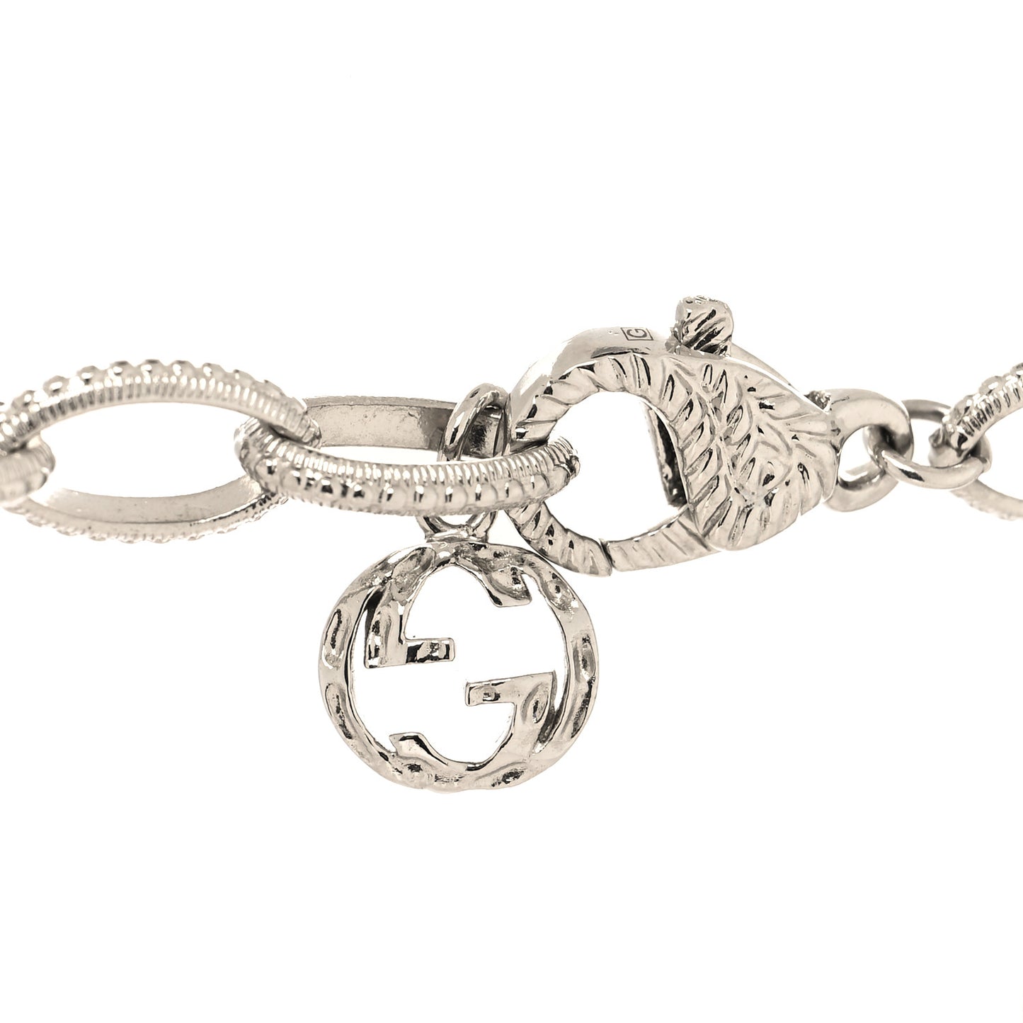 Pearl Strass Resin Embellished Double G Necklace Silver