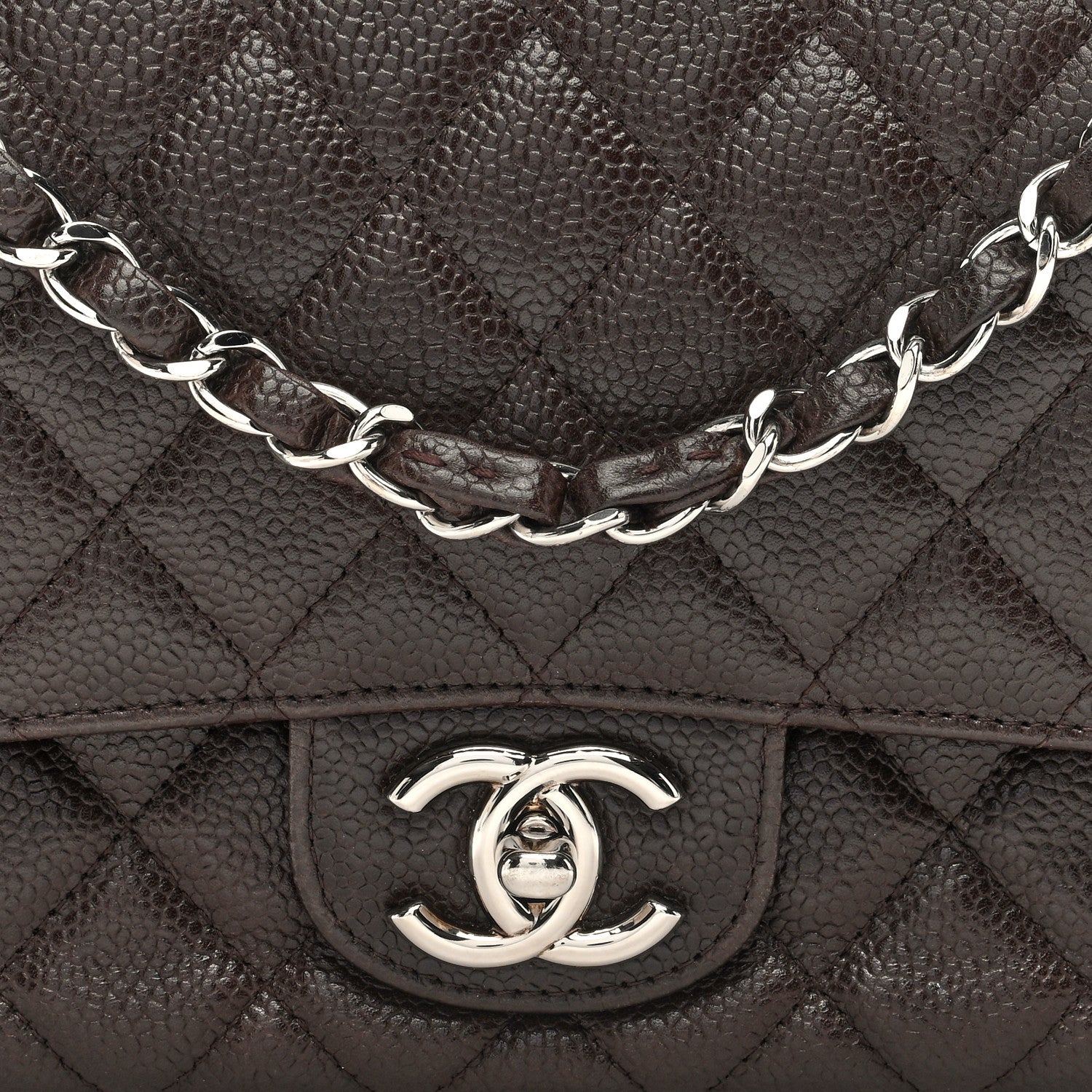 Chanel Caviar Quilted Medium Double Flap Brown 8 of 10