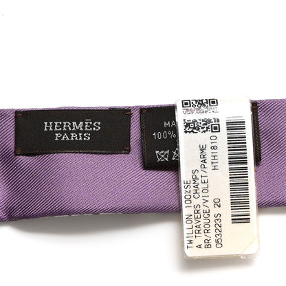 Hermes Silk A Travers Champs Twillon Rouge Violet Parme 3 of 3