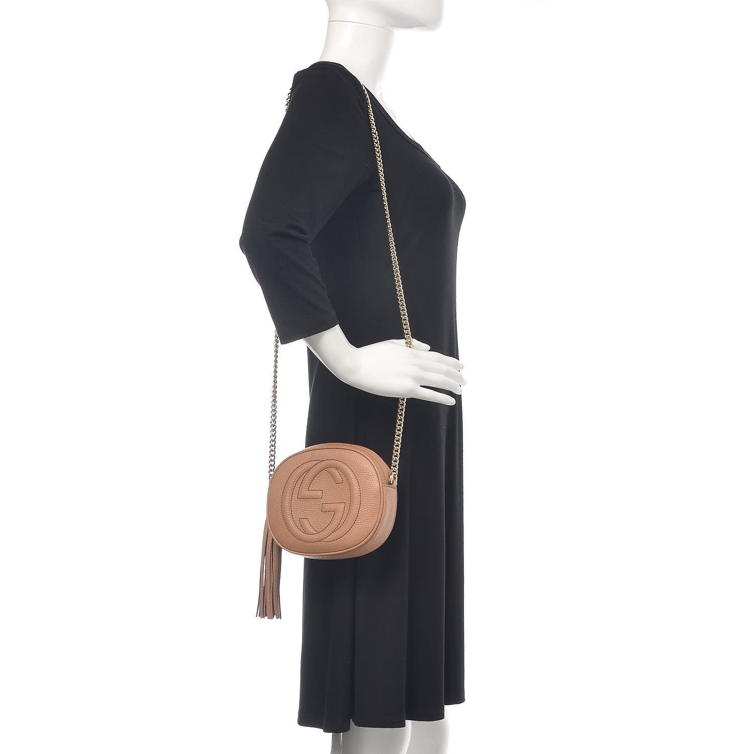 Gucci Pebbled Calfskin Mini Soho Chain Bag Camelia 2 of 9