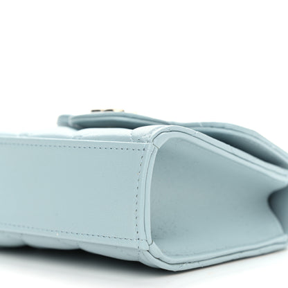 Chanel Lambskin Quilted Top Handle Flap Clutch With Chain Light Blue 9 of 10
