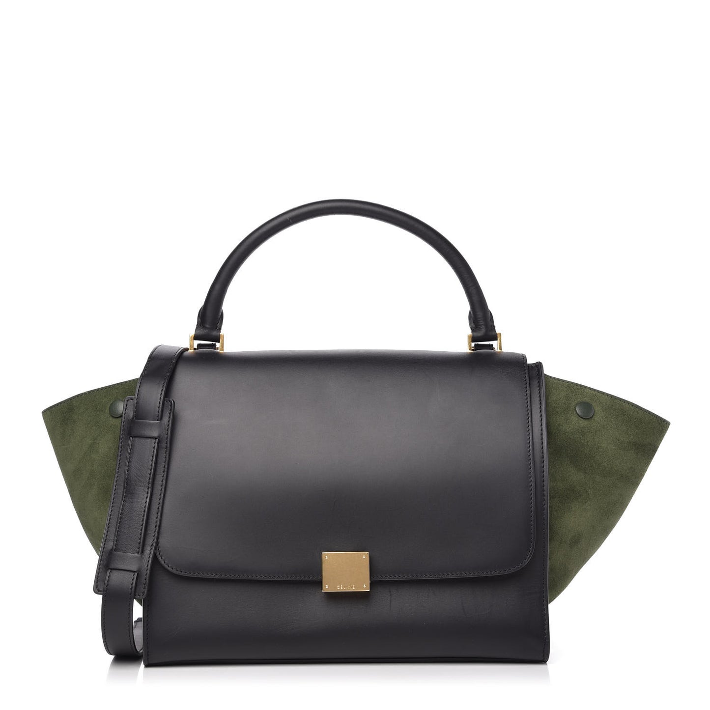 Natural Calfskin Suede Medium Trapeze Black Olive