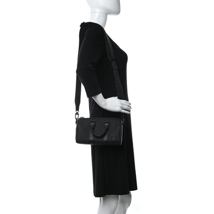 Louis Vuitton Grained Calfskin Aerogram Keepall XS Black 2 of 9