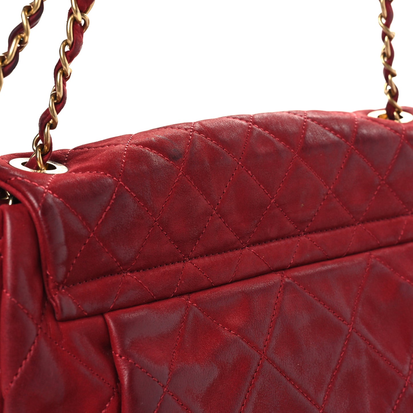 Iridescent Calfskin Quilted Chic Quilt Flap Red