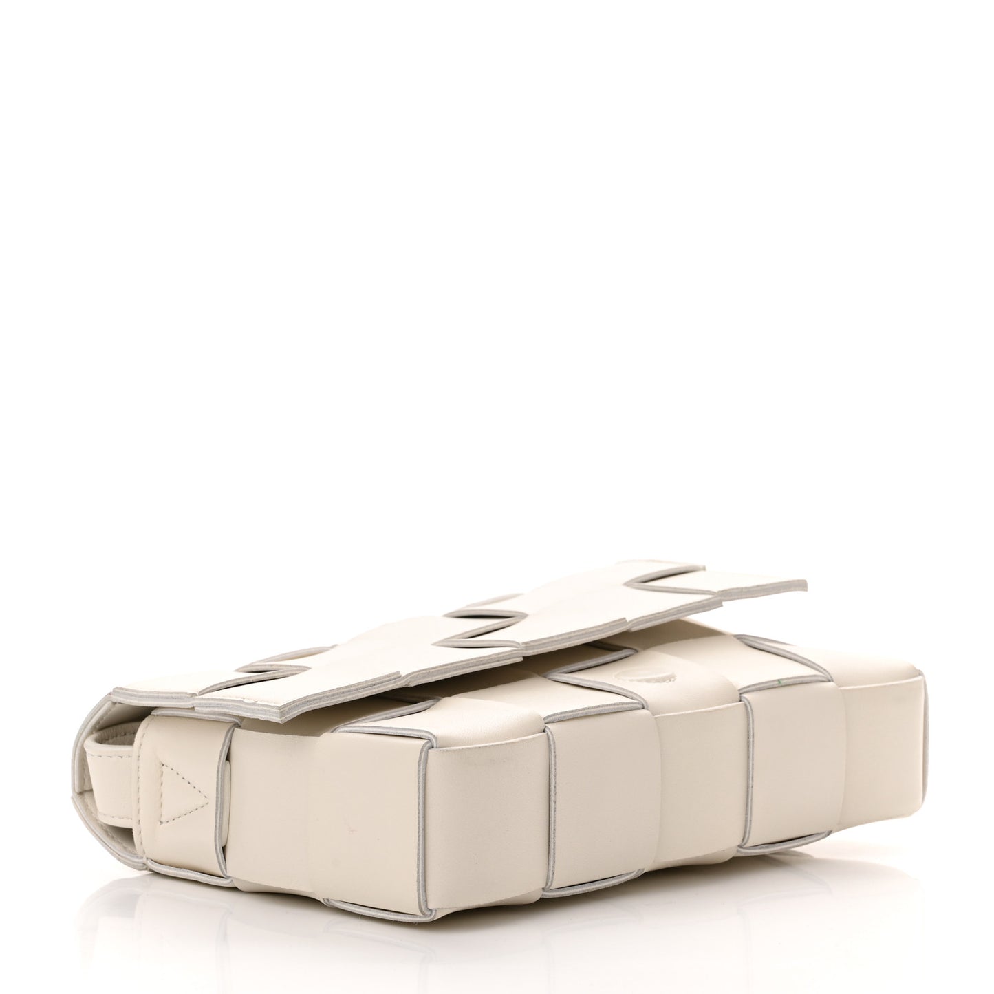 Lambskin Maxi Intrecciato Cassette Crossbody Bag White
