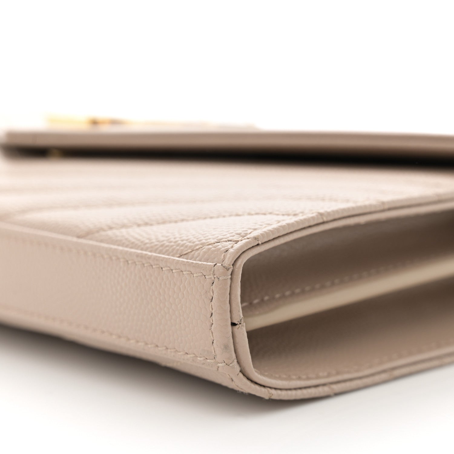 Saint Laurent Grain De Poudre Matelasse Chevron Monogram Chain Wallet Nude Powder 10 of 12